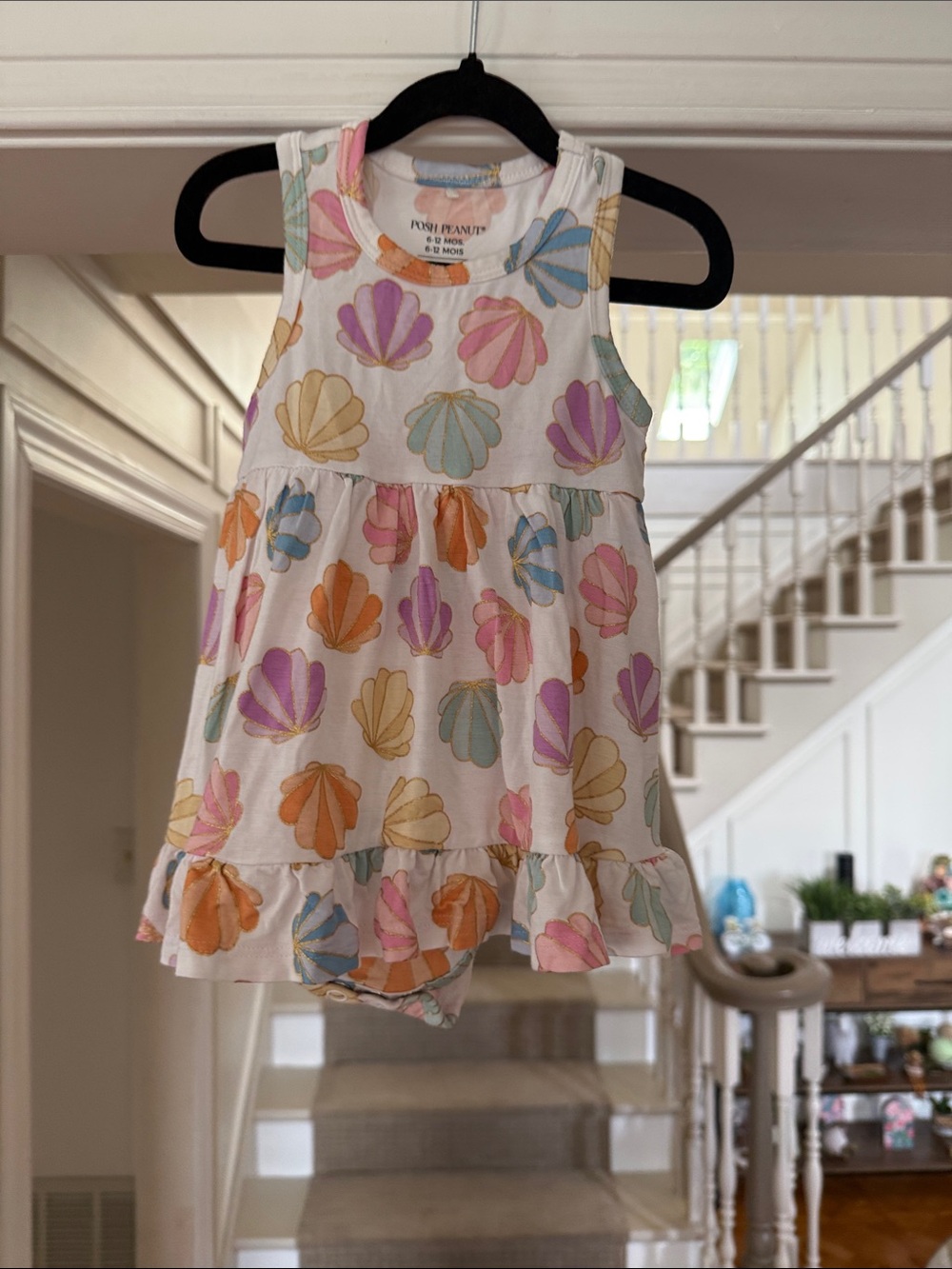 Posh Peanut Clamilla (Seashell) Racerback Ruffled Bodysuit Dress